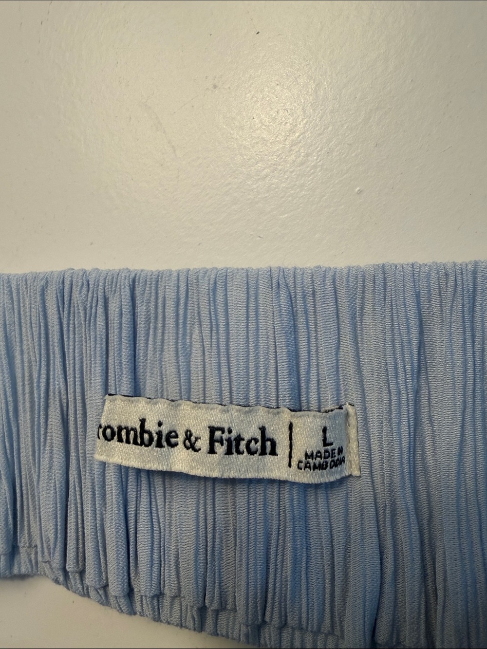 Abercrombie & Fitch Baby Blue Smocked Bodice crinkled Maxi Dress SZ L - Picture 5 of 12